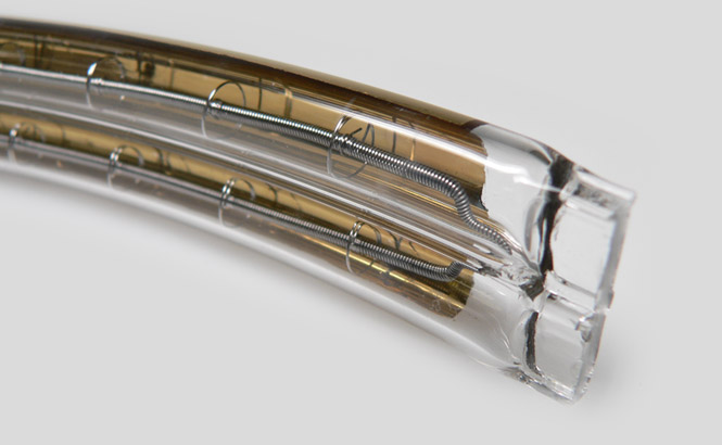 bent twin tube emitter with gold reflector
