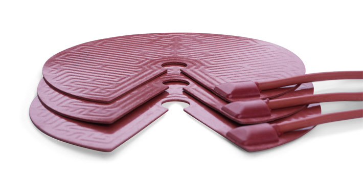 Round silicone heater, with cut-out, silicone cable