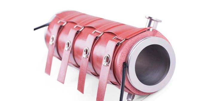 Preformed foam insulated silicone heater with straps and D-rings