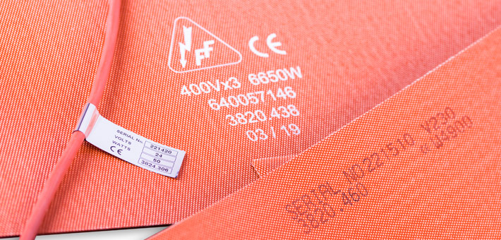 Different types of printing or labelling silicone rubber heaters