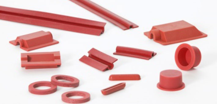 Selection of hats, pockets and covers for parts to put on silicone heaters