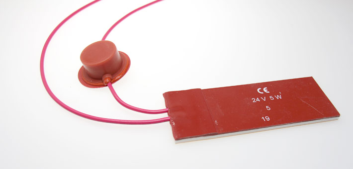 Silicone heater with silicone leads and limiter 1/2" disk in leads (for anti-freeze application)